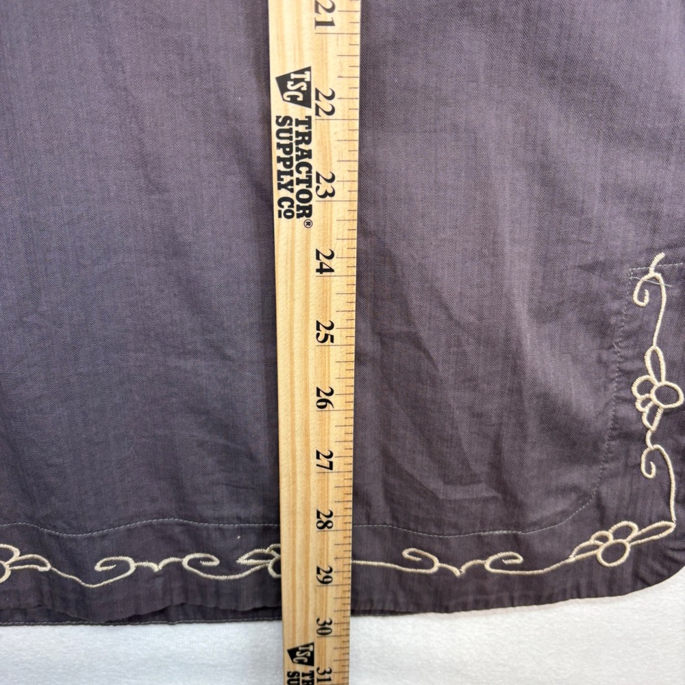King N Jack Tunic Shirt‎ Mens XL Charcoal Gray Excellent Embroidered Boho Henley - Picture 6 of 6